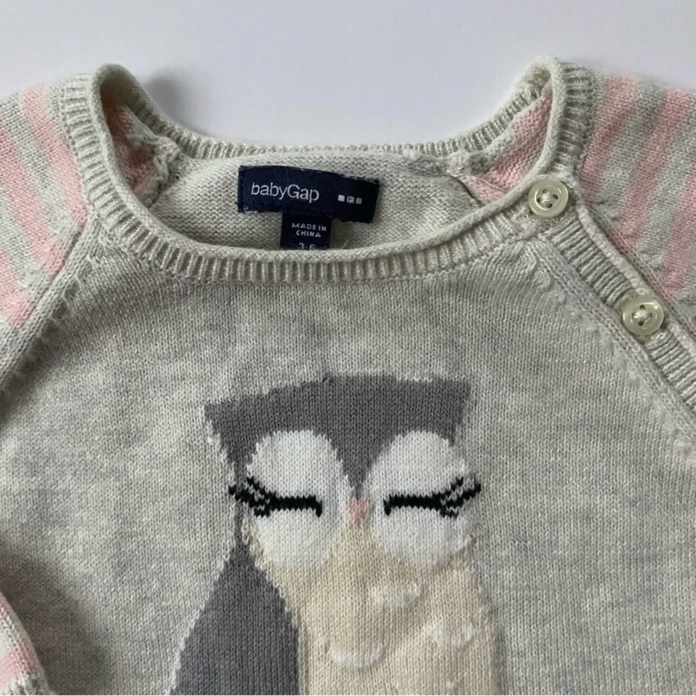 Gap Owl Outfit Size 3 6 Months Knit One Piece Romper Cotton Birds Birder Soft